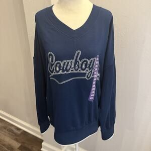 NFL Team Apparel Dallas Cowboys Women's V Neck Sweatshirt XXL Navy NWT (A0134)
